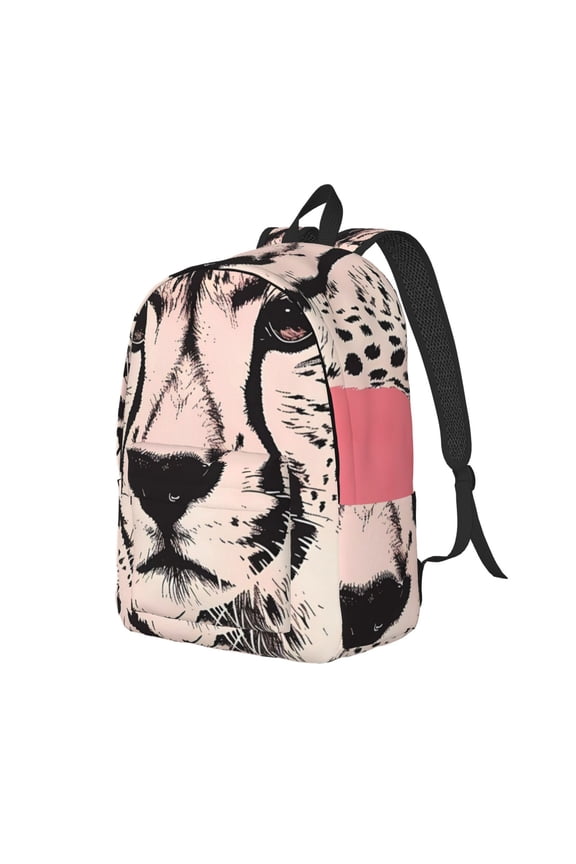 Pink Cheetah Art for Canvas College Laptop Backpack, a Durable Rucksack for Both Men and Women, ideal for travel, school, and daily use Bag-Medium