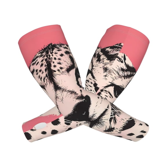Xecao Pink Cheetah Art Print Cooling Arm Sleeves, UPF 50 UV Sun Protection Sports Compression ,Tattoo Cover Up ,Sports Sleeve for Basketball Golf Football