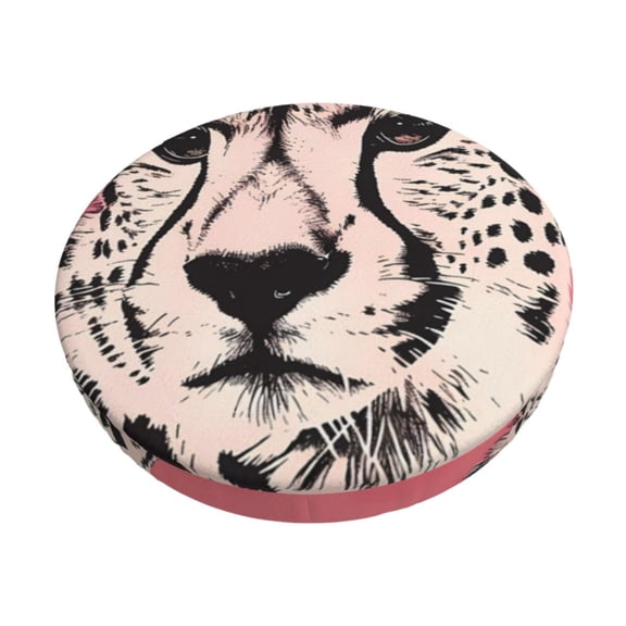 Xecao Pink Cheetah Art Print Stool Covers Offer Stylish, Washable Protection for PU Round Bar Stools, Perfect for Home or Commercial Use.-13 inch