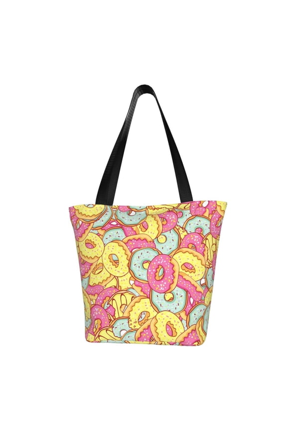 Pink Donut and Blue for Tote Bag for Women -Tote Shoulder Bag with A Little Pocket Inside, Perfect for Travel and Work.