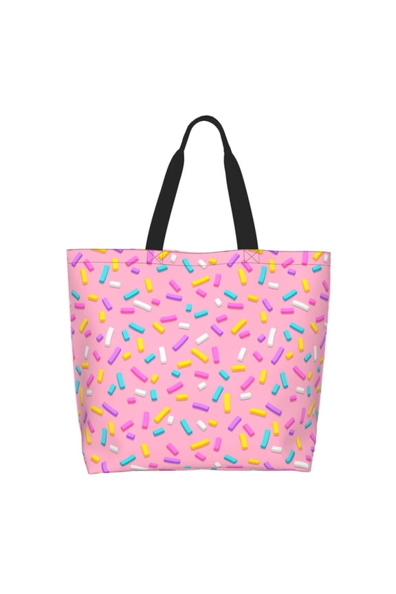 Pink Donut for Tote Bag for Women, Tote Shoulder Bag with a littlw pocket and Handbag for Travel, Work