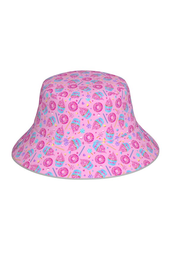 Pink Donuts Print Men and Women Night Reflective Hat Runner Cap Visor Bucket Hat Boonie Cap