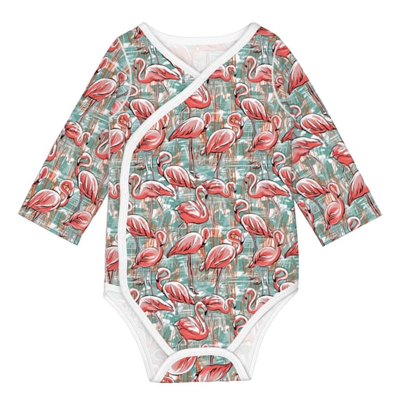 Xecao Pink Flamingo Print Baby unisex-baby Cotton Long-sleeve Bodysuits-2 Years