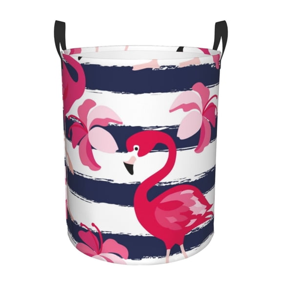 Xecao Pink Flamingos Print Laundry Hamper Basket,designed for Blanket Storage and Nursery Clothes in the Bedroom