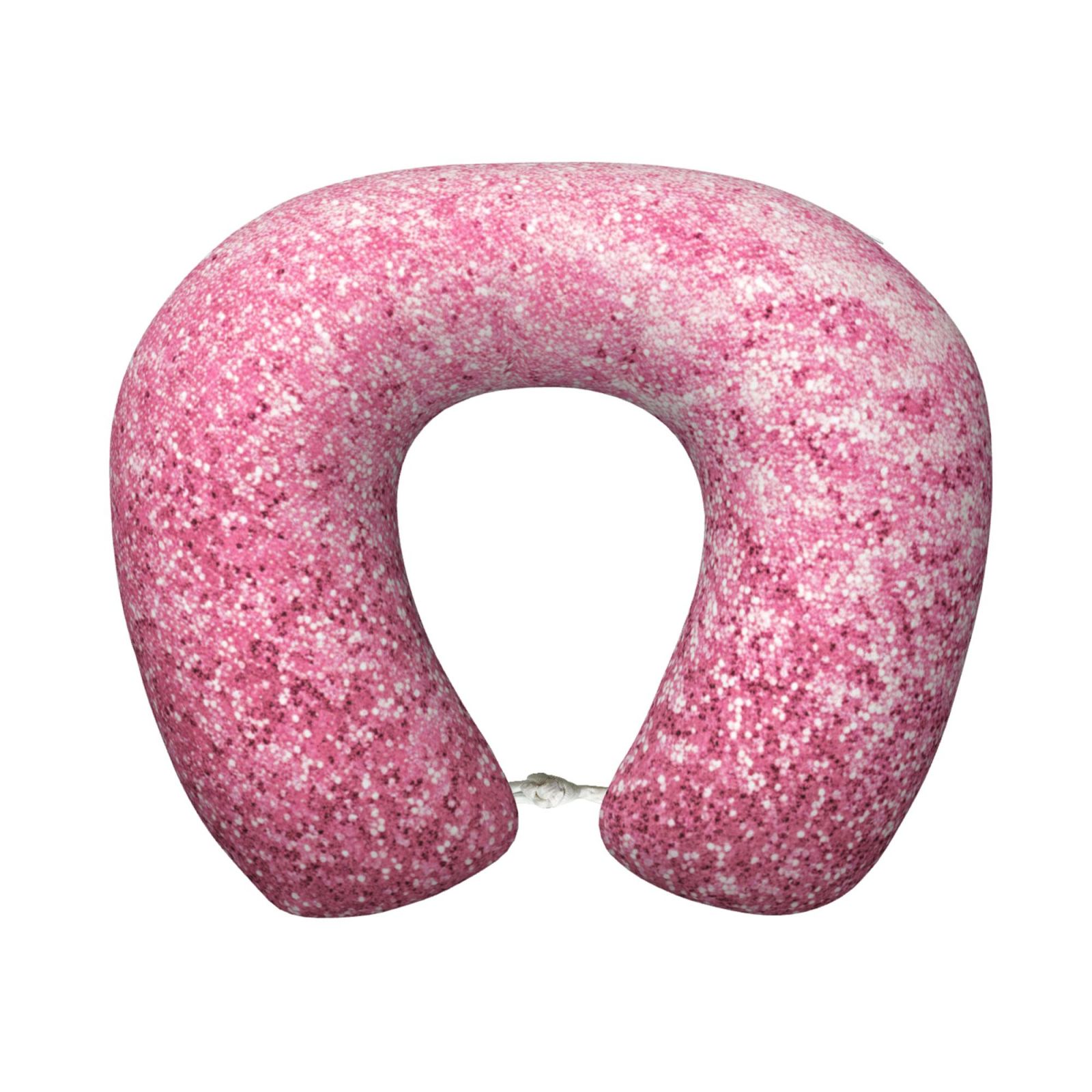 Xecao Pink Glitter Print Memory Foam Cervical Neck Pillow Versatile U-Shaped Pillows for Home,Office,Camping,Travelling,Soft Washable Cover