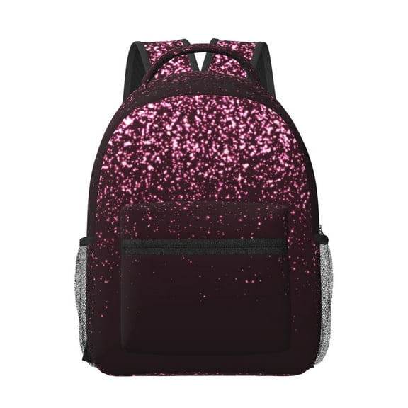 Xecao Pink Glitter Sparkles A Print Casual Backpack: A Computer Backpack Ideal for Men and Women, Perfect for College, School, or Daily Travels-One Size