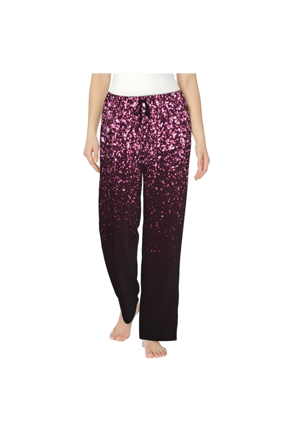 Pink Glitter Sparkles A Print Women's Straight Lounge Pajama Pants,The Epitome of Relaxed Sleepwear-Large