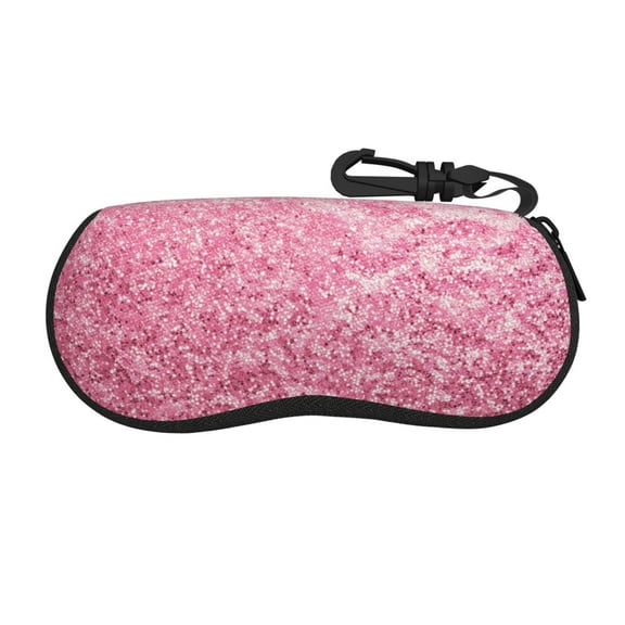 Xecao Pink Glitter for Eyeglass Case Soft Shell, Portable Sunglass Case, Fashionable Eyeglass Case with Zipper, Lightweight