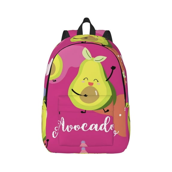 Xecao Pink Green Avocado for Canvas College Laptop Backpack, Durable Rucksack Travel Notebook Bag School Backpack Book Bag for Men Women