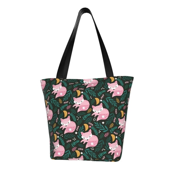 Xecao Pink Sleeping Fox for Tote Bag for Women -Tote Shoulder Bag with A Little Pocket Inside, Perfect for Travel and Work.