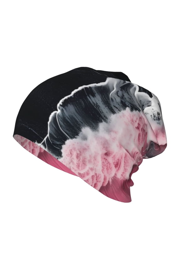 Pink White Ocean Waves Print Beanie Hat Toddler Girls Boys, Baby Hats Winter Warm Knitted Thermal, Kids Winter Caps