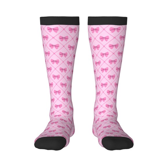 Xecao Pink bows Print Compression Socks for Both Men And Women for Running, Travel, Flight, Nurse