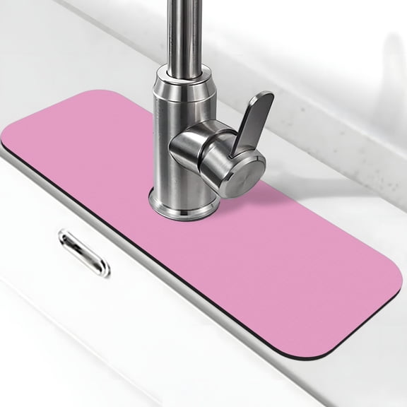 Xecao Pink for Kitchen Sink Splash Guard Faucet Mat , Faucet Guard & Draining mat, (15" X 5.5" )