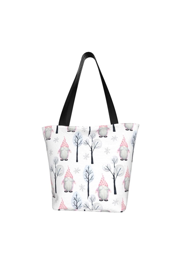 Pink oldman Winter Forest for Tote Bag for Women -Tote Shoulder Bag with A Little Pocket Inside, Perfect for Travel and Work.