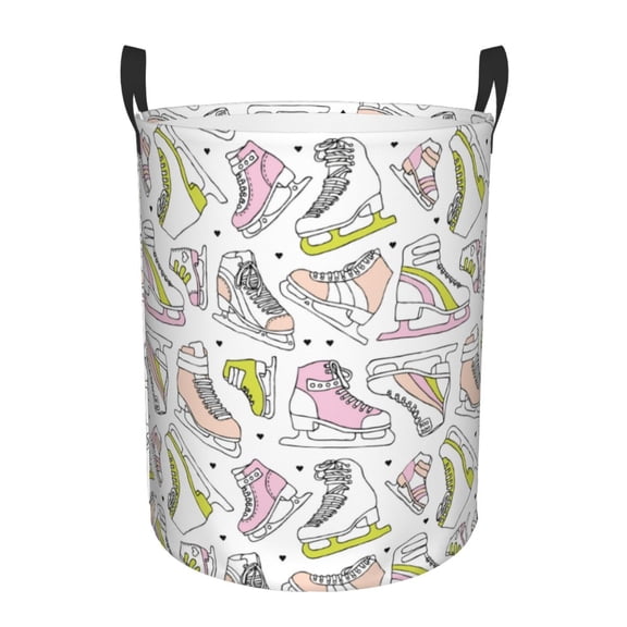 Xecao Pink skates Print Laundry Basket,Laundry Hamper Designed for Storage Dirty Clothes Hamper,Collapsible Laundry Baskets-Medium