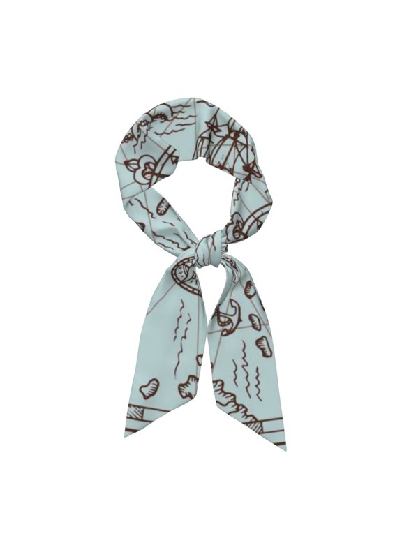 Pirate Adventure Map Pattern Large Satin Head Scarf - Satin Hair Scarves Silk Bandana Scarf Headscarf Silk Feeling Scarf for Women