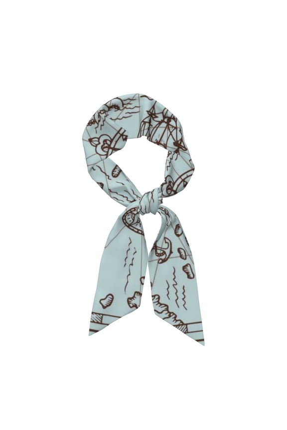 Pirate Adventure Map Pattern Large Satin Head Scarf - Satin Hair Scarves Silk Bandana Scarf Headscarf Silk Feeling Scarf for Women