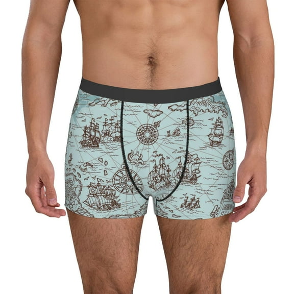 Xecao Pirate Adventure Map Print Men's Underwear Boxer Briefs Pack - Your ComfortSoft, Moisture-Wicking, and Breathable Choice for Men's Underwear-Large