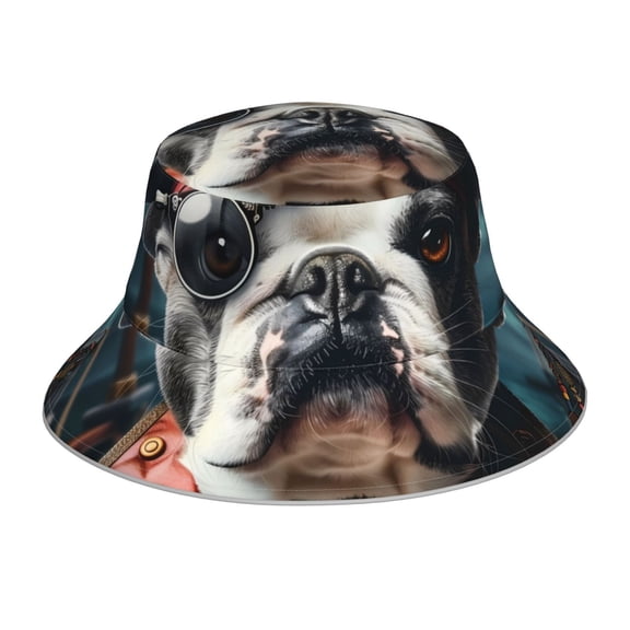 Xecao Pirate Bulldog On Deck Print Men and Women Night Reflective Hat Runner Cap Visor Bucket Hat Boonie Cap