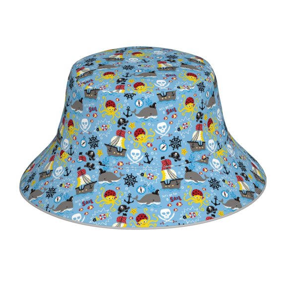 Xecao Pirate Marine Animals Print Men and Women Night Reflective Hat Runner Cap Visor Bucket Hat Boonie Cap