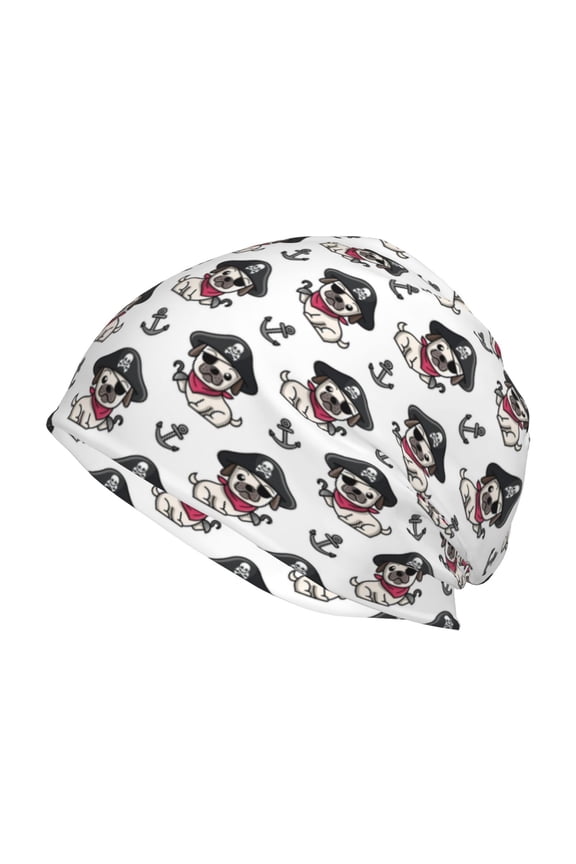 Pirate Puppy Print Knit Hat,Winter Beanie for Men Women, Beanie Soft Warm Ski Stocking Cuffed Cap