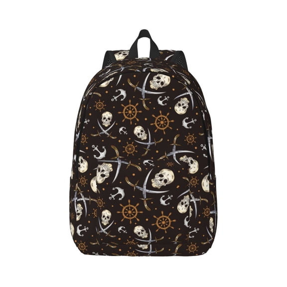 Xecao Pirate Skulls for Canvas College Laptop Backpack, Durable Rucksack Travel Notebook Bag School Backpack Book Bag for Men Women