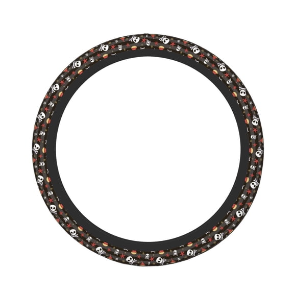 Xecao Pirate skull Pattern Stretch Elastic Steering Wheel Cover, Fits All Vehicles, 15-Inch Diameter
