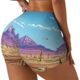 thumbnail image 1 of Xecao Pixel Desert Landscape Print Workout Shorts for Women Soft Smooth Gym Yoga Scrunch Active Tennis Workout Running Shorts-Large, 1 of 8