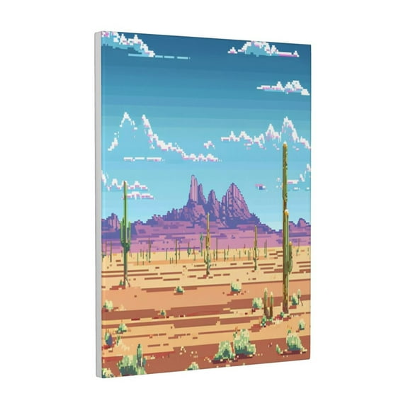 Xecao Pixel Desert Landscape for Ready-to-Hang Canvas Art 12x16 Inches - Waterproof HD Print Solid Wood Frame for Gifting,Vertical
