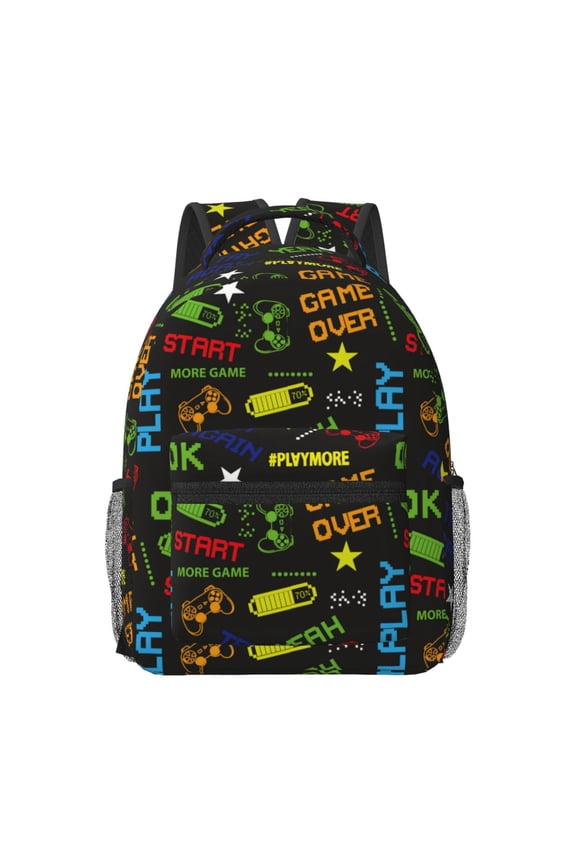 Pixel Game Travel Backpack: A spacious, stylish computer backpack ideal for men and women, perfect for college, school, or daily travels