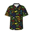 thumbnail image 1 of Xecao Pixel Game print Hawaiian shirt - a stylish short-sleeve button-down for men, perfect for casual beach and tropical outings., 1 of 9