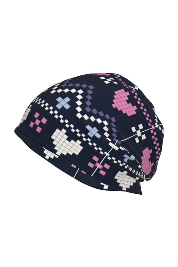 Pixel Heart Winter Print Knit Hat,Winter Beanie for Men Women, Beanie Soft Warm Ski Stocking Cuffed Cap