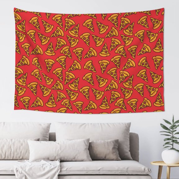 Xecao Pizza Cartoon Print Tapestry, Wall Hanging Room Funny Decor, Backdrop Room Decor for Bedroom Living Room dormitory