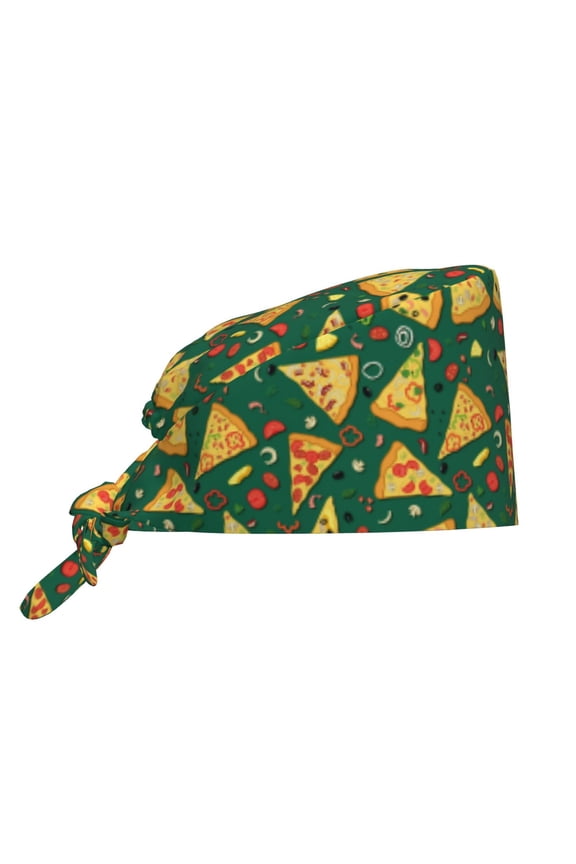 Pizza Print Men Women Adjustable Working Cap with Button Unisex Hats Sweatband
