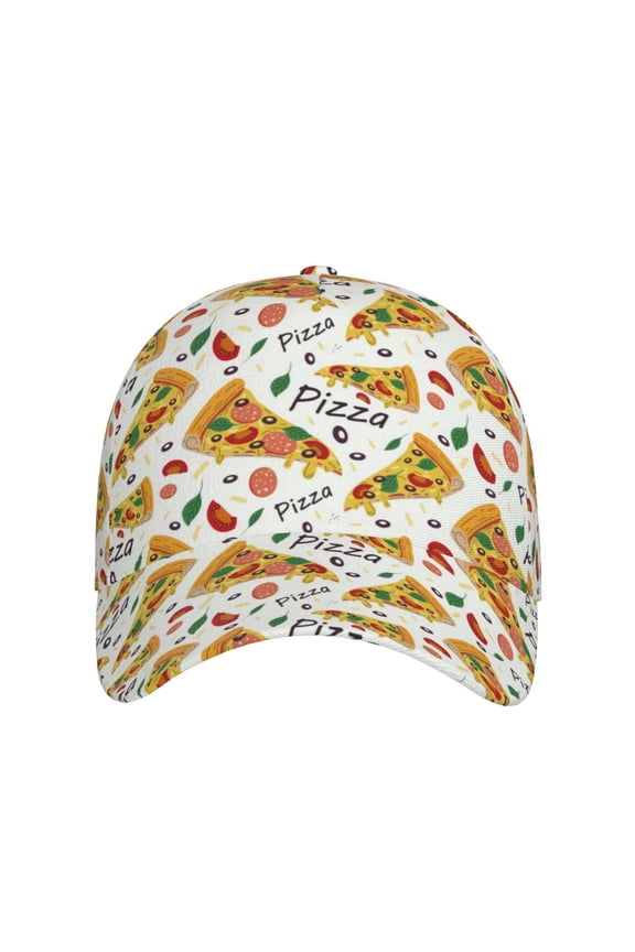 Pizza Slices for Baseball Cap: Unisex, crafted from classic polyester twill fabric, featuring a soft unconstructed design
