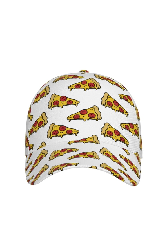 Pizza for Baseball Cap: Unisex, crafted from classic polyester twill fabric, featuring a soft unconstructed design