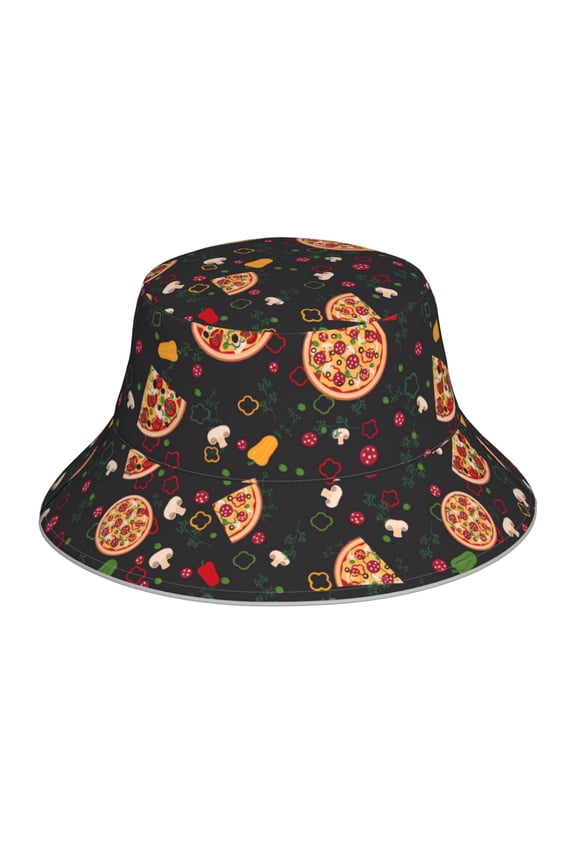 Pizzas Mushrooms Print Men and Women Night Reflective Hat Runner Cap Visor Bucket Hat Boonie Cap