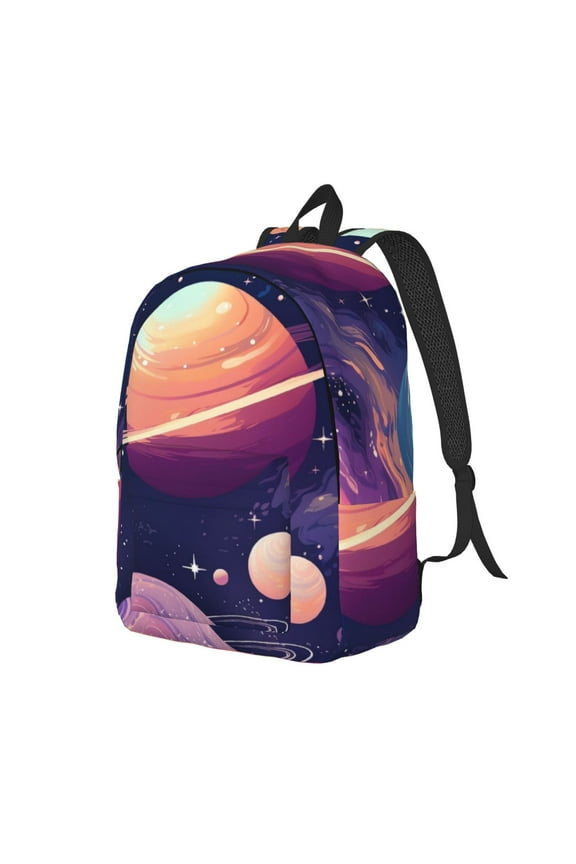 Planet Pastel Galaxy for Canvas College Laptop Backpack, a Durable Rucksack for Both Men and Women, ideal for travel, school, and daily use Bag-Small