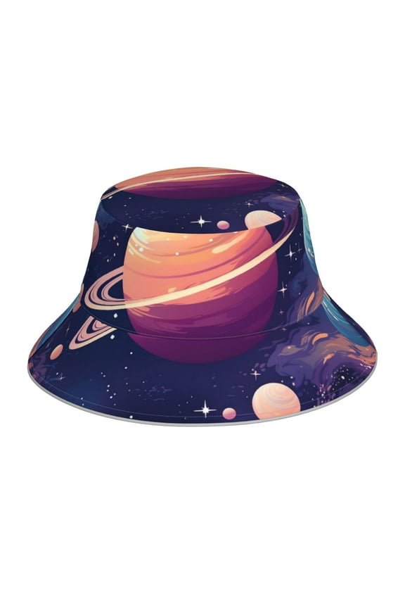 Planet Pastel Galaxy Print Men and Women Night Reflective Hat Runner Cap Visor Bucket Hat Boonie Cap