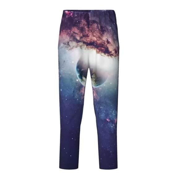 Xecao Planets Stars And Galaxies Print Teenagers' Pajama Pants Long Sleep Pants Soft Elastic Waist Pajama Bottoms Elastic waist with 2 Pockets 5-16 Years-Medium