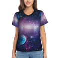 thumbnail image 1 of Xecao Planets Stars And Galaxies1 for Women's V-Neck T-Shirts-Elegant Half-Sleeve Tops Perfect for Summer-Medium, 1 of 5