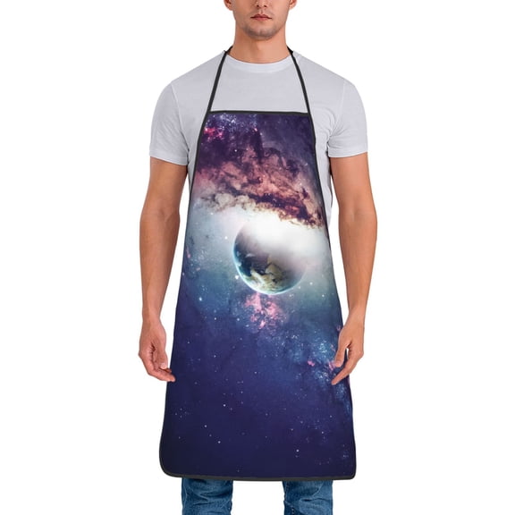 Xecao Planets Stars And Galaxies Print Funny BBQ Chef Aprons for Men Women,Adjustable Kitchen Cooking Aprons with Pocket Waterproof Oil Proof No Pilling Fading