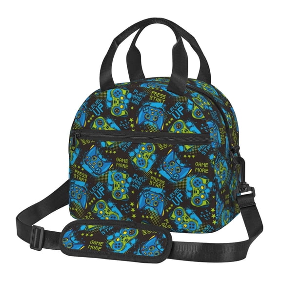 Xecao Play Game Print Insulated Lunch Box, Lunch Cags Lunch Bag Featuring An Adjustable Shoulder Strap