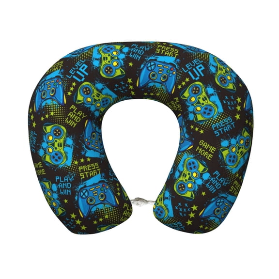 Xecao Play Game Print Memory Foam Cervical Neck Pillow Versatile U-Shaped Pillows for Home,Office,Camping,Travelling,Soft Washable Cover