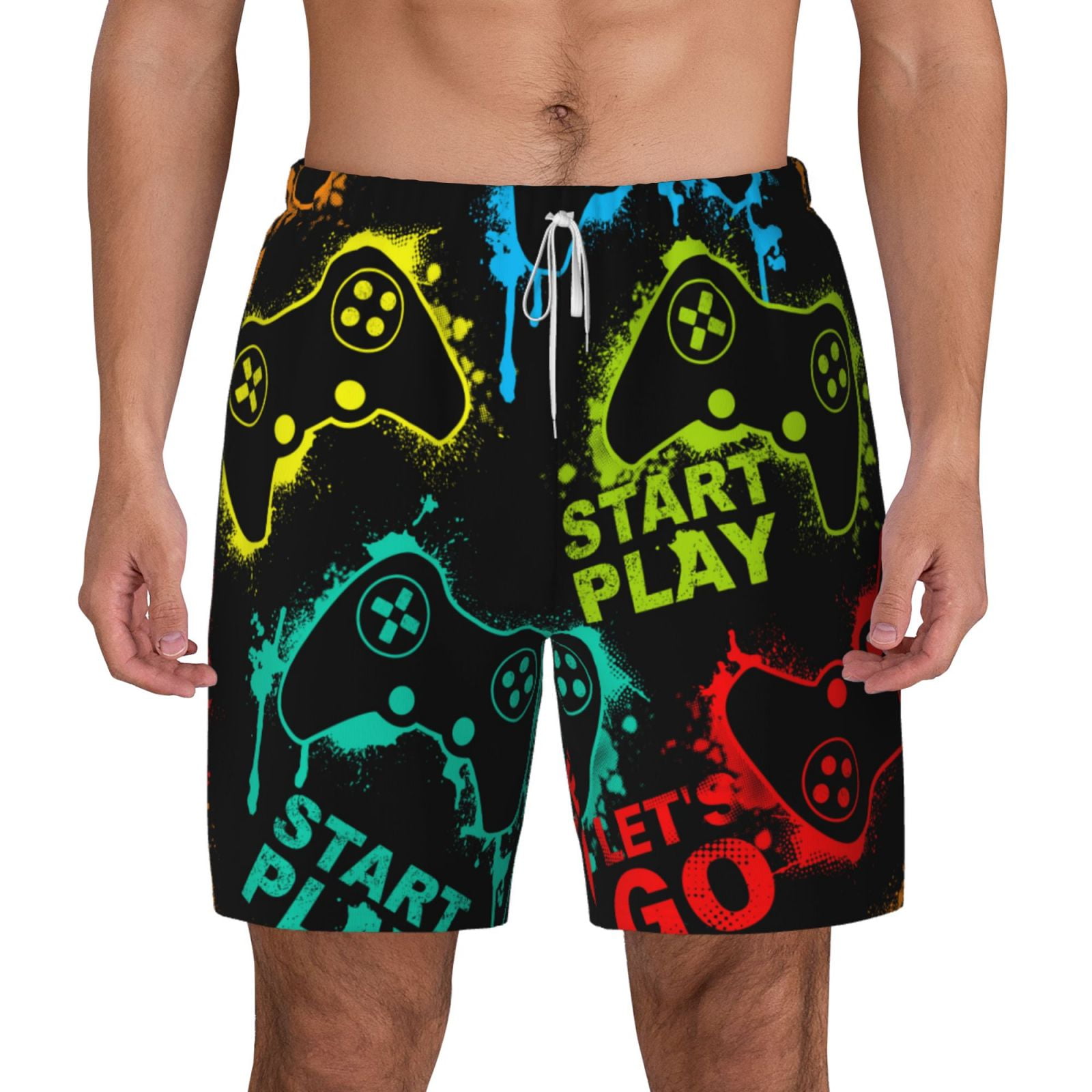 Xecao Play Game Start for Men's Swimming Trunks Swim Trunks Quick Dry Swim Shorts with Mesh Lining Funny Swimwear Bathing Suits