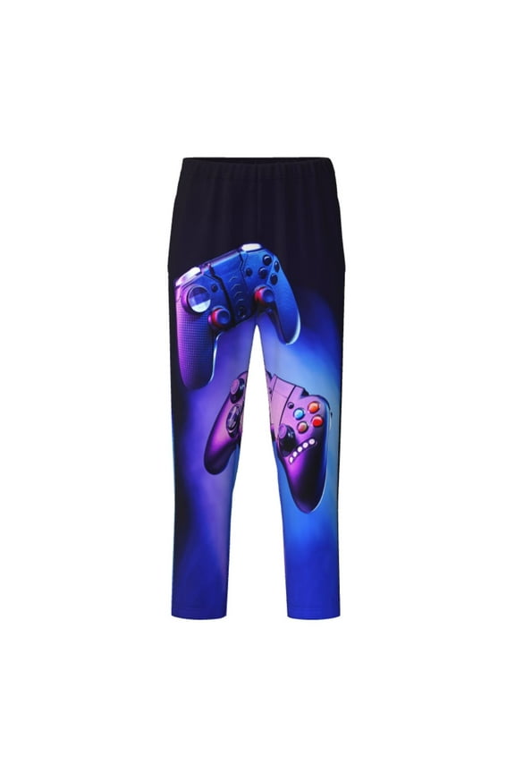 Play Gaming Print Teenagers' Pajama Pants Long Sleep Pants Soft Elastic Waist Pajama Bottoms Elastic waist with 2 Pockets 5-16 Years-Medium