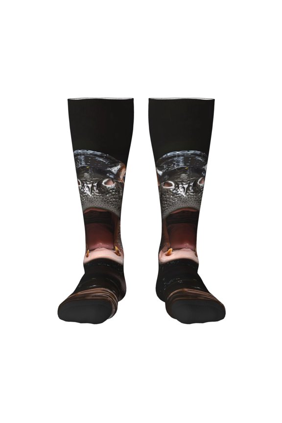 Playful Baby Hippo Splash Print Compression Socks for Both Men And Women for Running, Travel, Flight, Nurse