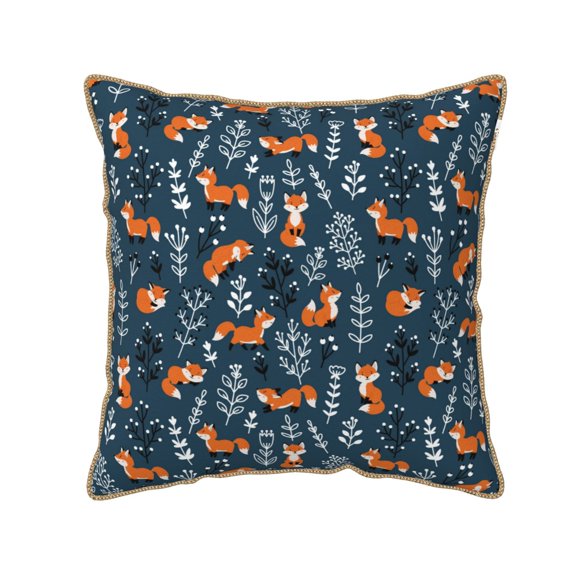 Xecao Playful Foxes Forest Blues Print Soft Velvet Decorative Throw Pillow Covers, Square Cushion Cases for Bed, Sofa, Living Room, Car, and Indoor Outdoor Use-20"x20"