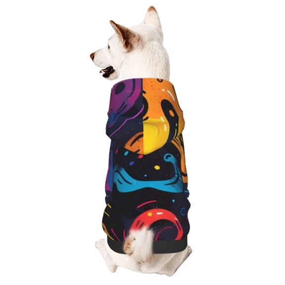 Xecao Playful Ghosts Night Sky Pattern Sweatshirts Winter Pet Dog Hoodie Puppy Coat Dog Sweaters Dog Clothes with Hat Dog Clothes Costume Outfit,Small Pets Wear-Large