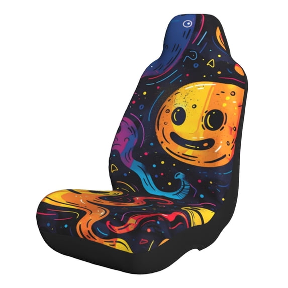 Xecao Playful Ghosts Night Sky for Automotive Seat Covers for Cars Trucks and SUVs – Gray Car Seat Covers for Front Seats, Truck Seat Protectors-1